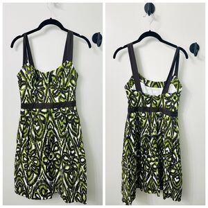 Milly of New York Green and Black Patterned Dress